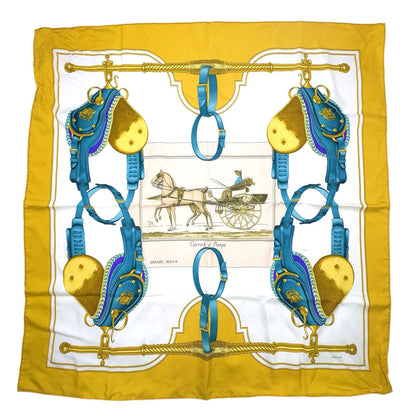 Hermes Carre 90 Silk Yellow Multicolor Scarf