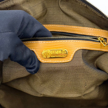 Fendi Zucca Pattern Canvas Yellow Brown Handbag Gold — view 4