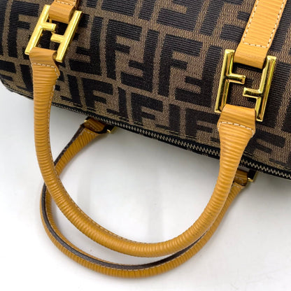 Fendi Zucca Pattern Canvas Yellow Brown Handbag Gold — view 5