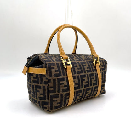 Fendi Zucca Pattern Canvas Yellow Brown Handbag Gold — view 2
