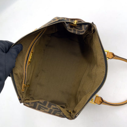 Fendi Zucca Pattern Canvas Yellow Brown Handbag Gold — view 3