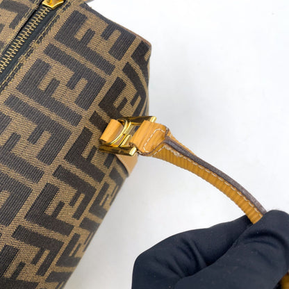 Fendi Zucca Pattern Canvas Yellow Brown Handbag Gold — view 8