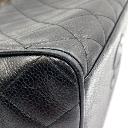 Chanel Caviar Leather Quilted Black Chain Shoulder Bag Gold — view 9