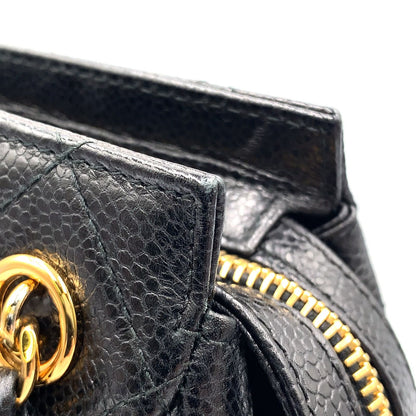 Chanel Caviar Leather Quilted Black Chain Shoulder Bag Gold — view 8