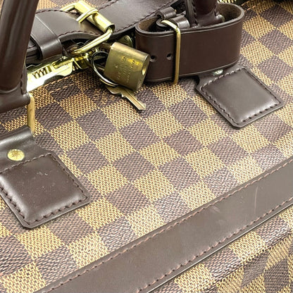 Louis Vuitton Grimo Damier Ebene Leather Brown Boston Bag Gold — view 6