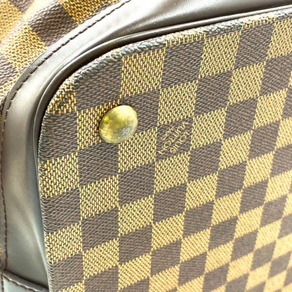 Louis Vuitton Grimo Damier Ebene Leather Brown Boston Bag Gold — view 9
