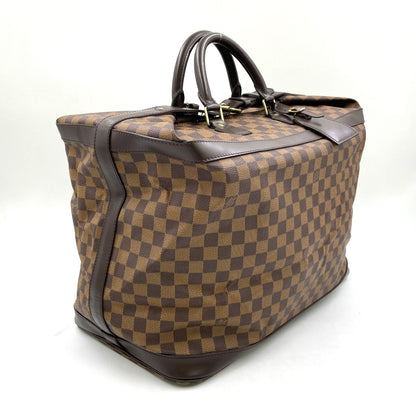 Louis Vuitton Grimo Damier Ebene Leather Brown Boston Bag Gold — view 2