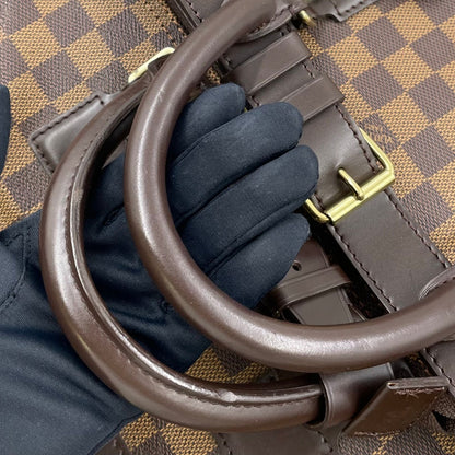 Louis Vuitton Grimo Damier Ebene Leather Brown Boston Bag Gold — view 5