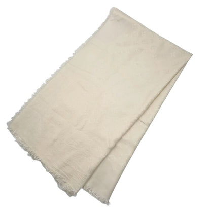Louis Vuitton Echarpe Logo Mania Monogram Blanc Silk Wool Beige Shawl Scarf