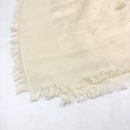 Louis Vuitton Echarpe Logo Mania Monogram Blanc Silk Wool Beige Shawl Scarf — view 3