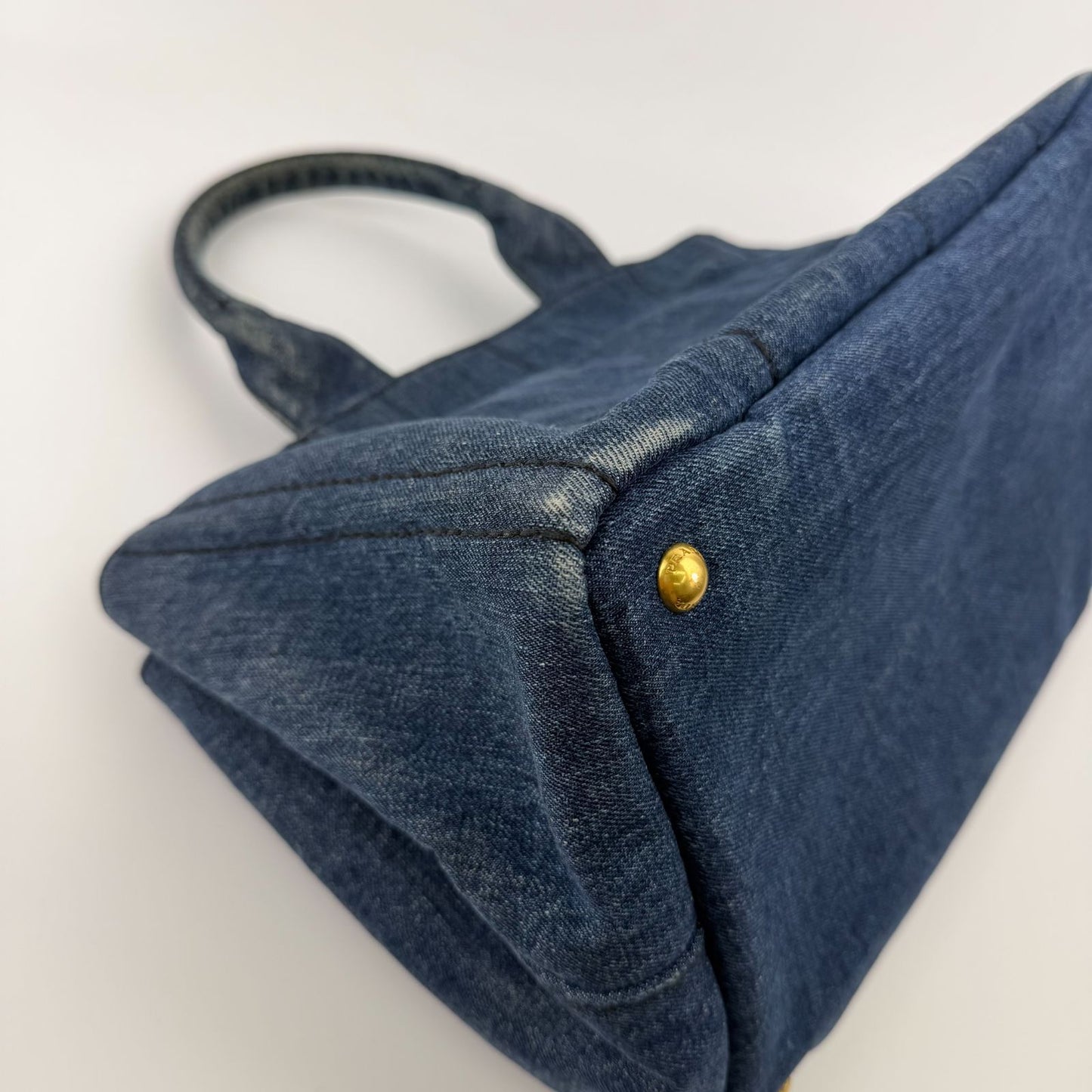 Prada Canapa M Handbag Blue Denim Vintage — view 8