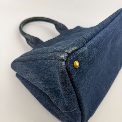 Prada Canapa M Handbag Blue Denim Vintage — view 8