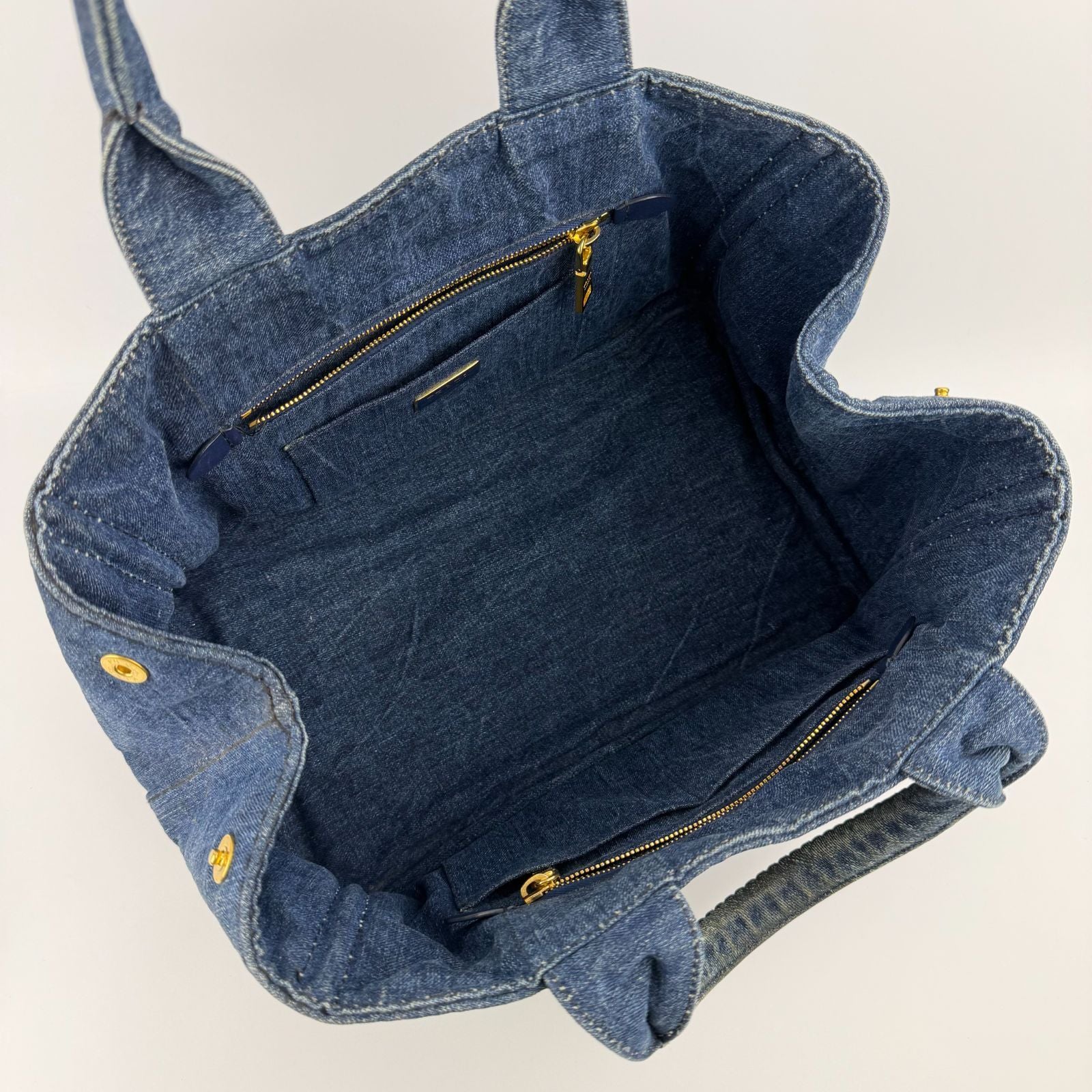 Prada Canapa M Handbag Blue Denim Vintage — view 6