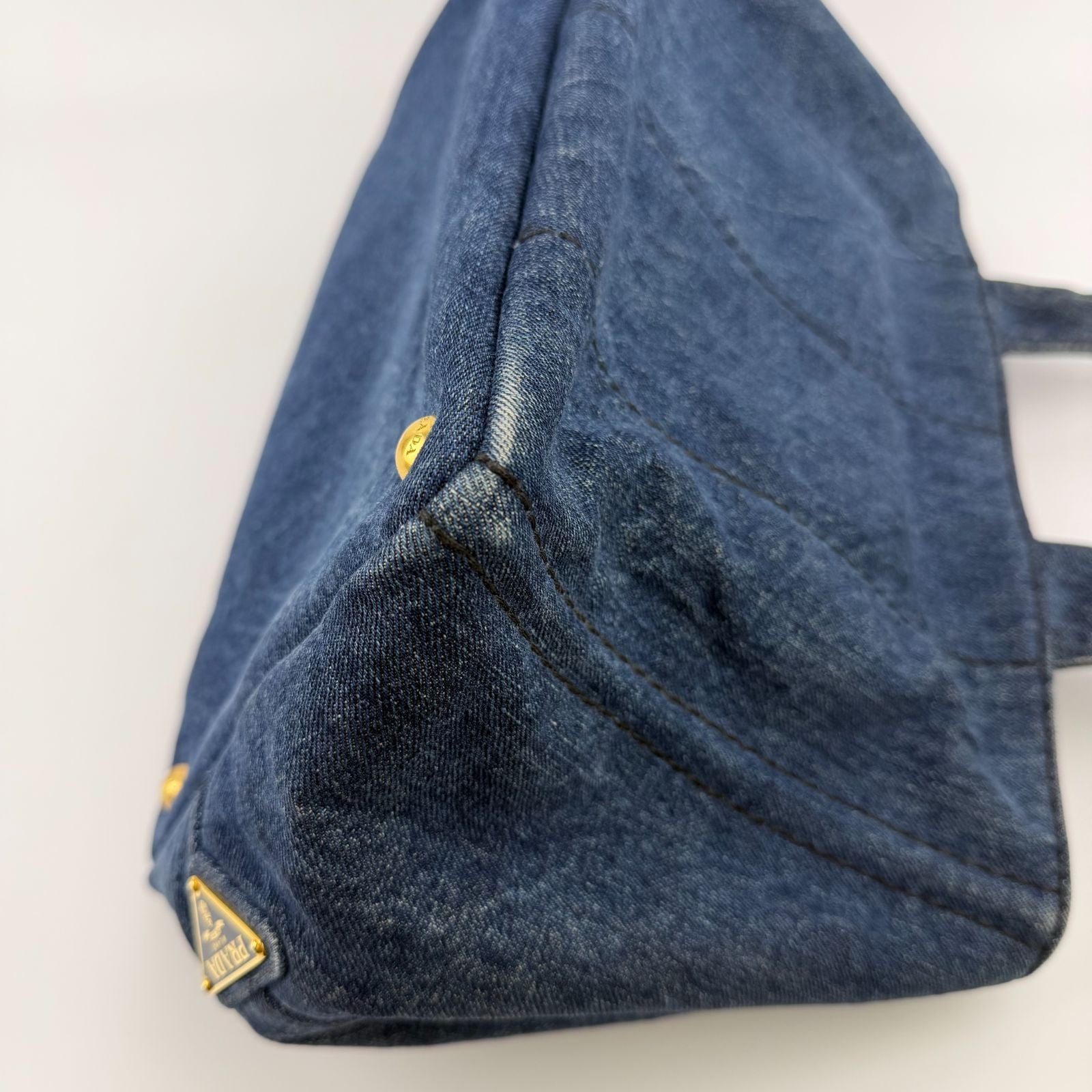 Prada Canapa M Handbag Blue Denim Vintage — view 9