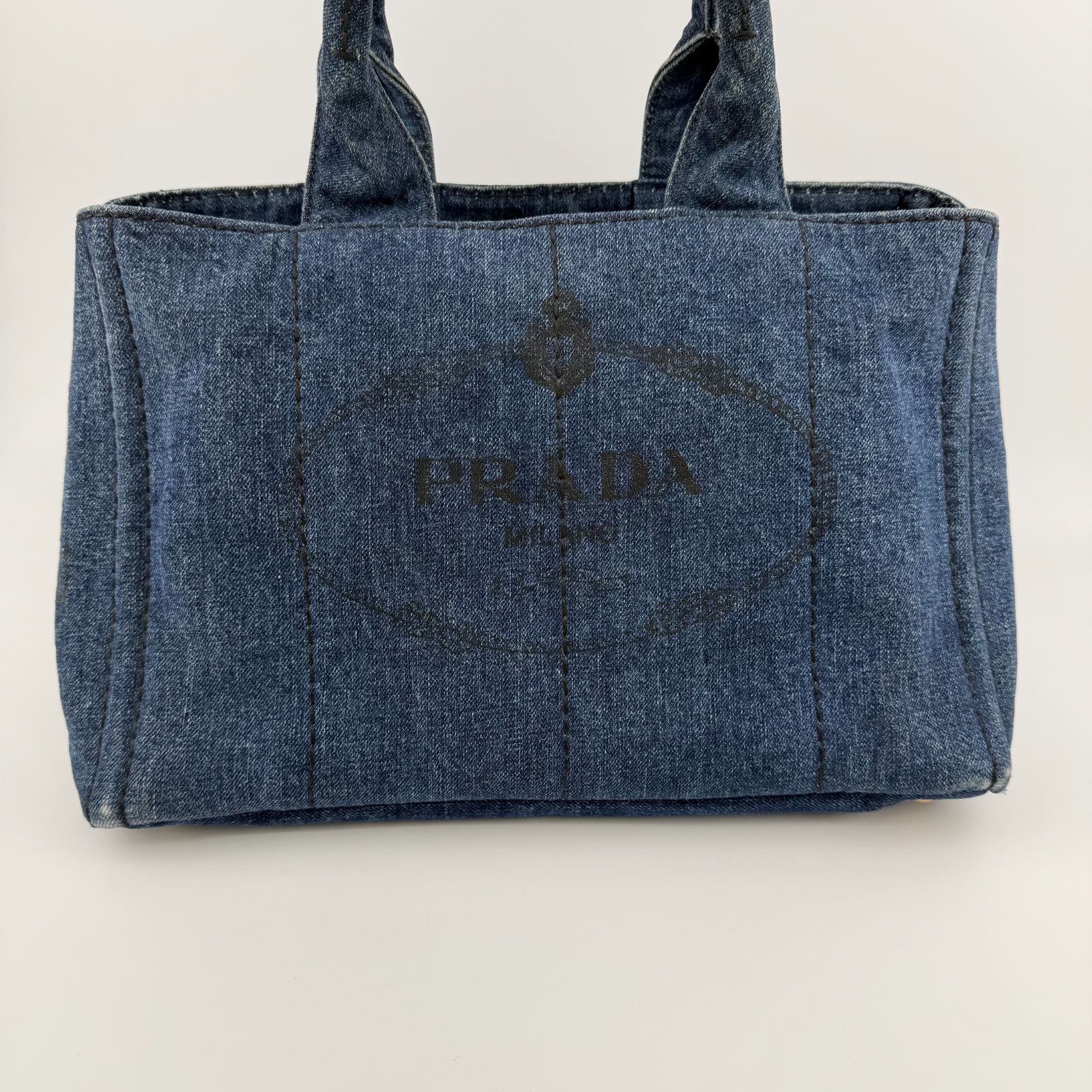 Prada Canapa M Handbag Blue Denim Vintage — view 2