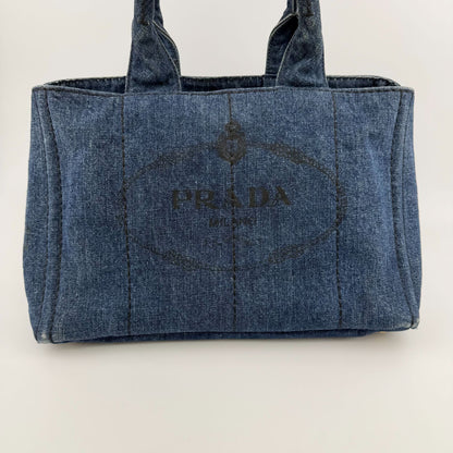 Prada Canapa M Handbag Blue Denim Vintage — view 2