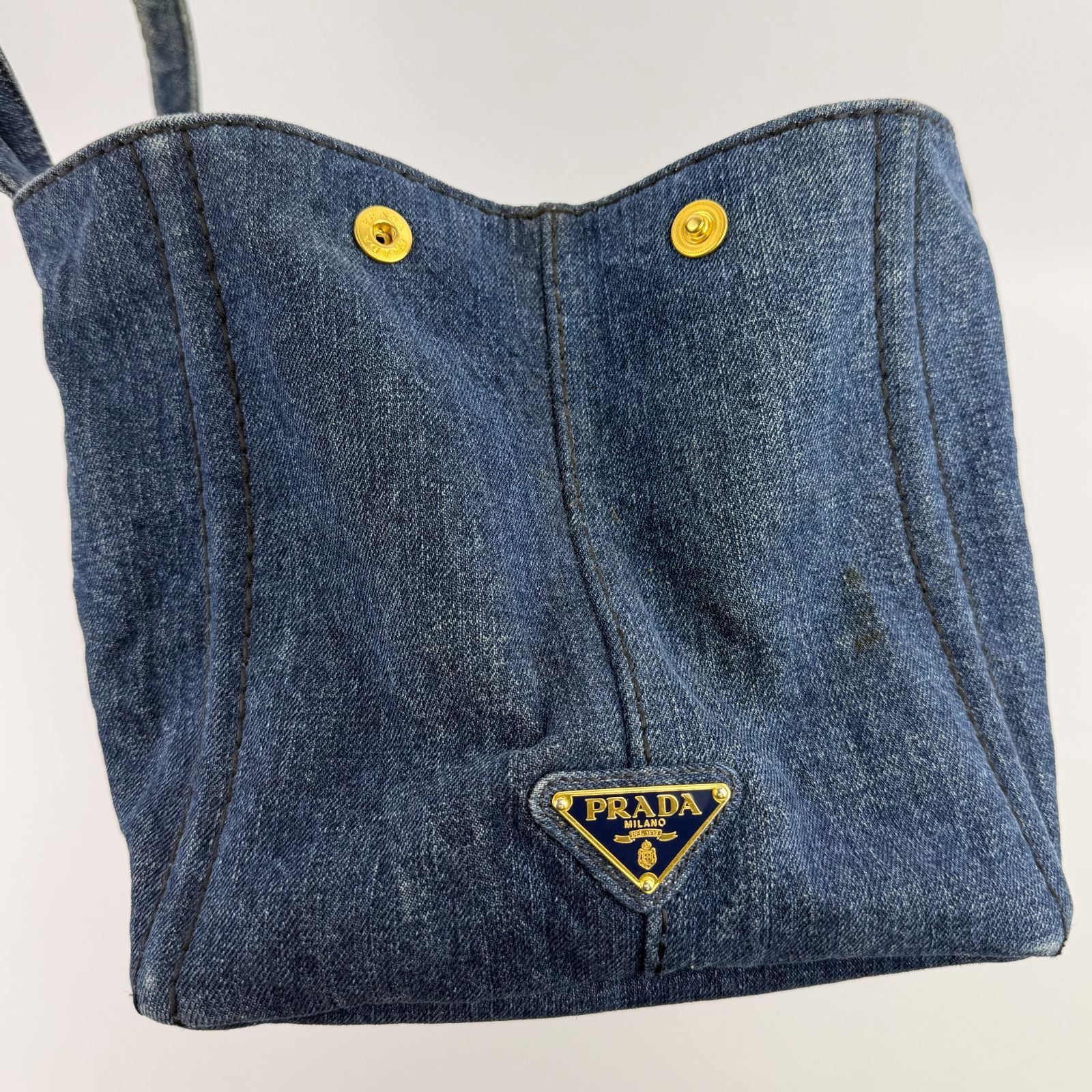Prada Canapa M Handbag Blue Denim Vintage — view 4