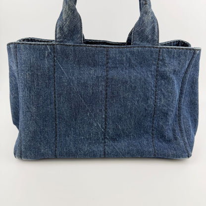 Prada Canapa M Handbag Blue Denim Vintage — view 3