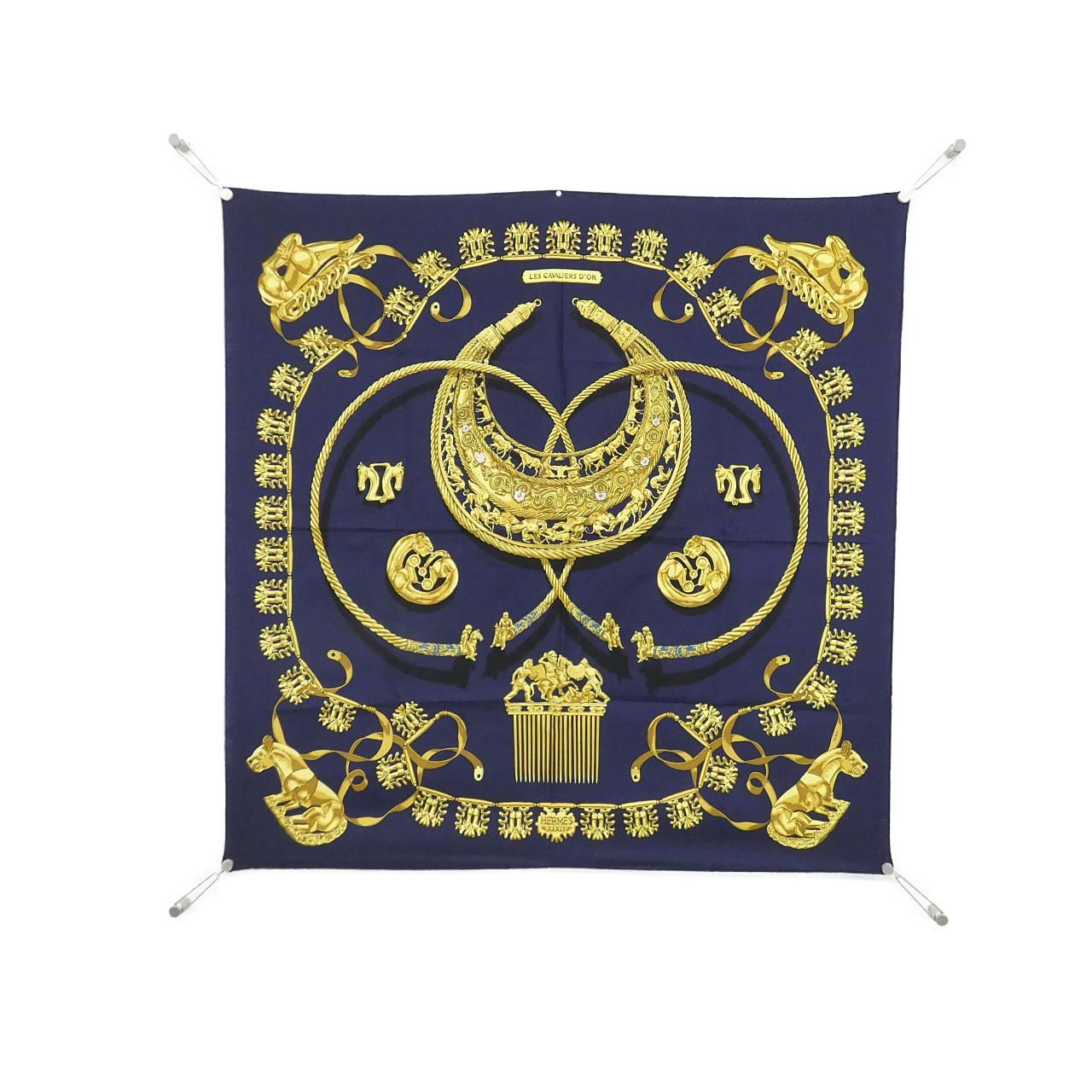 Hermes les Cavaliers D'or Carre Scarf