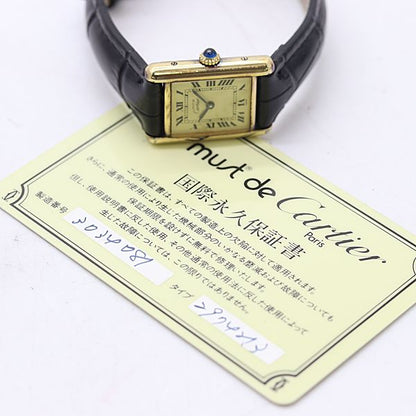 Cartier In and Must Tank Hand Wound Ivory Dial Watch — view 5