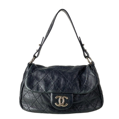 Chanel Shoulder Bag on the Road Wild Stitch Black Flap Silver