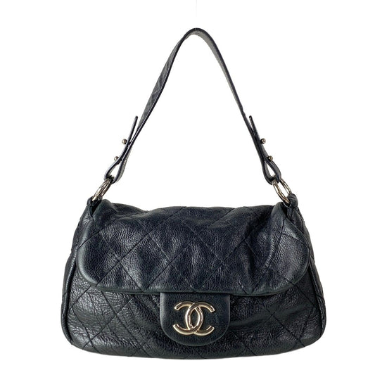 Chanel Shoulder Bag on the Road Wild Stitch Black Flap Silver