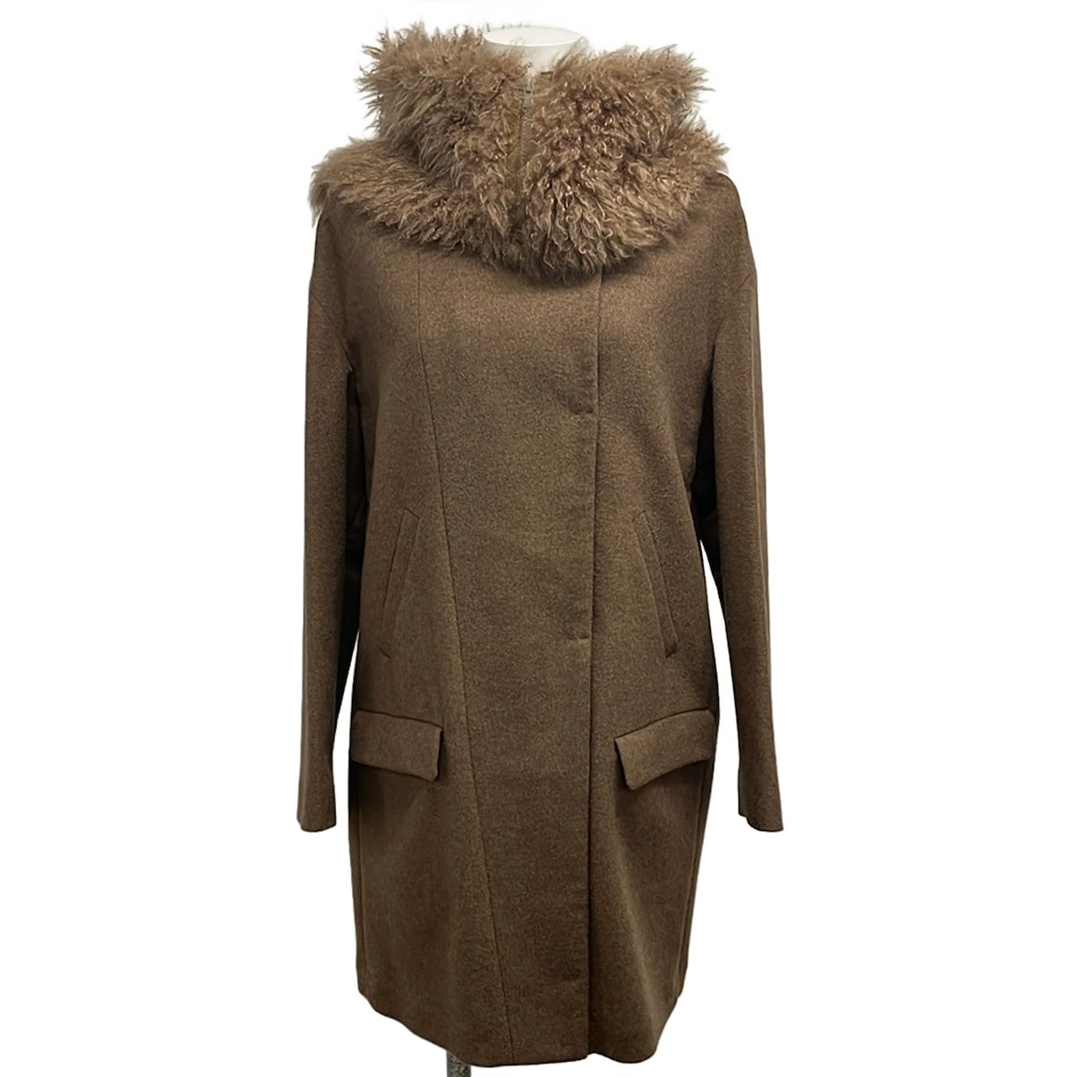 Brunello Cucinelli Coat 42 M Brown Long Sleeve Collar Wool Cashmere