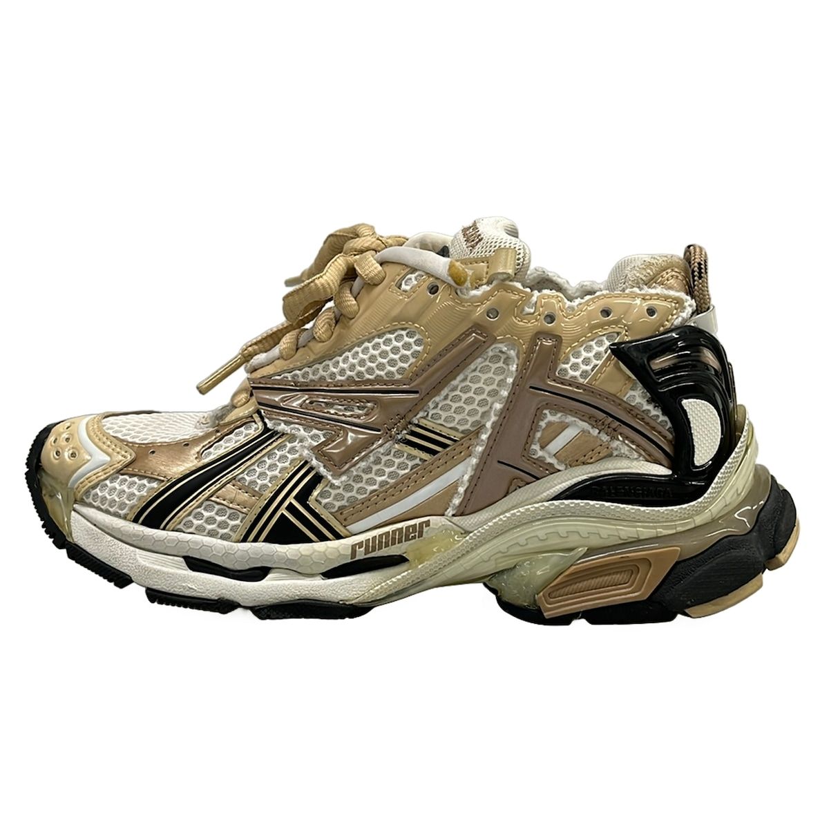 Balenciaga Sneakers Runner White Beige Black Distressed