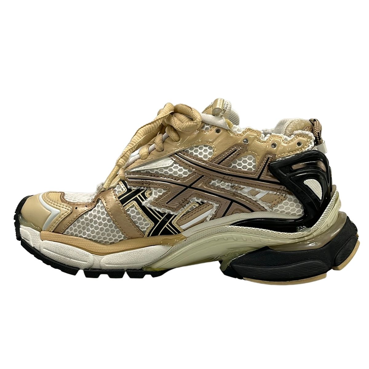 Balenciaga Sneakers Runner White Beige Black Distressed — view 3