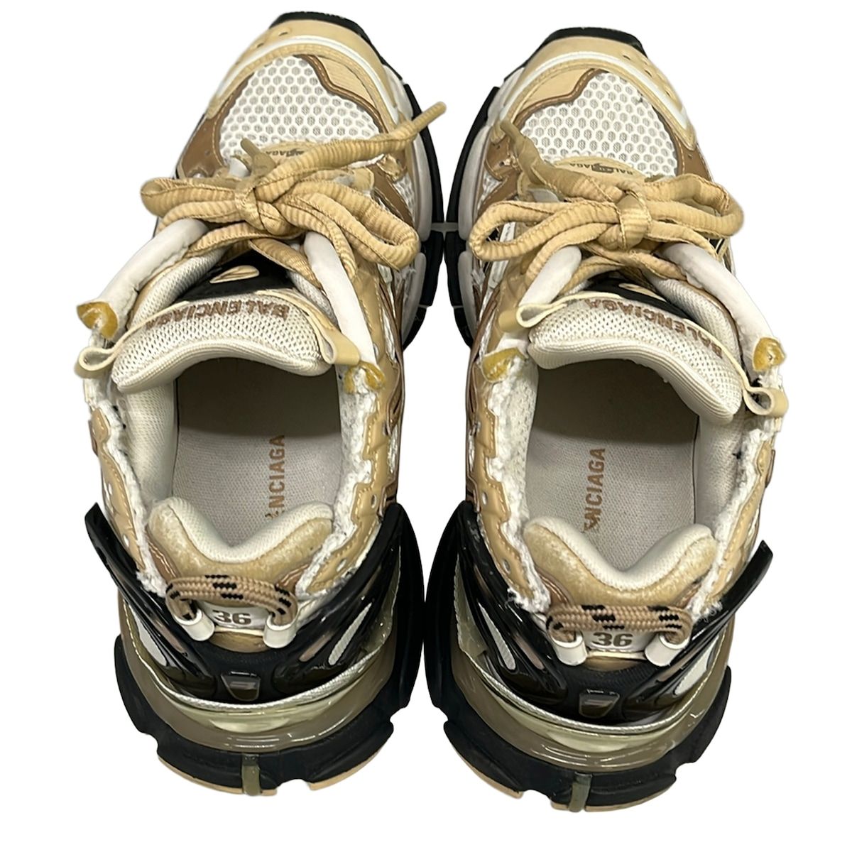 Balenciaga Sneakers Runner White Beige Black Distressed — view 7