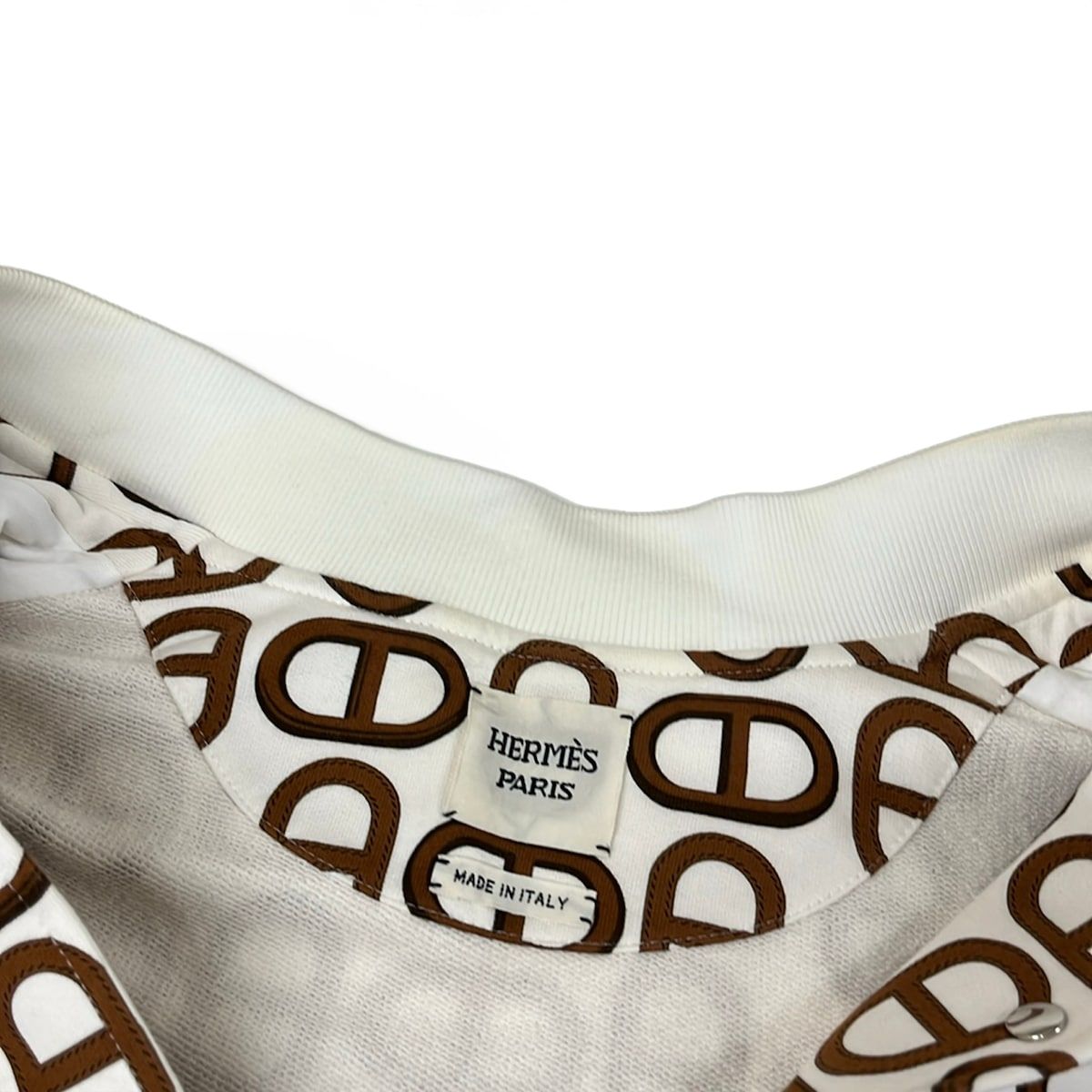 Hermes Jacket 42 L White Dark Brown Long Sleeve Chaine D'ancre Spring Autumn — view 8