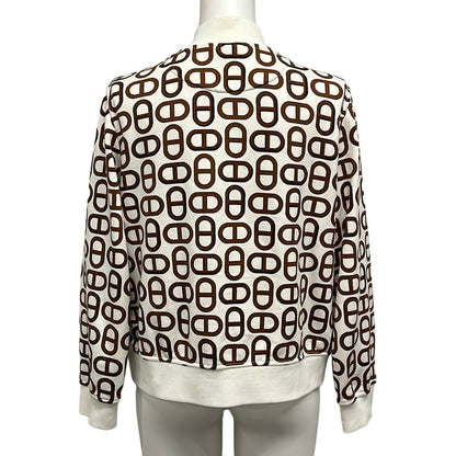 Hermes Jacket 42 L White Dark Brown Long Sleeve Chaine D'ancre Spring Autumn — view 2