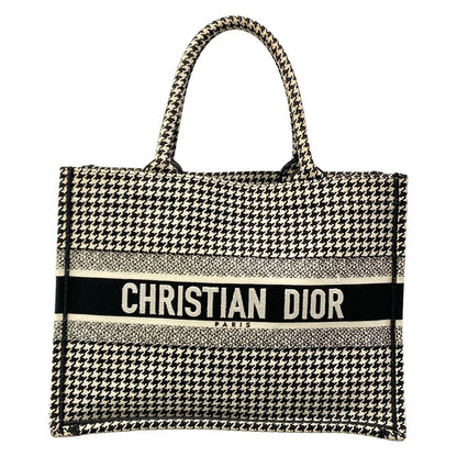 Dior Tote Book Vintage Small Black White Houndstooth