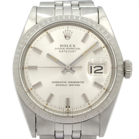 Rolex Watch Datejust SS 22 Frames Engine Turned Bezel Plastic Windshield