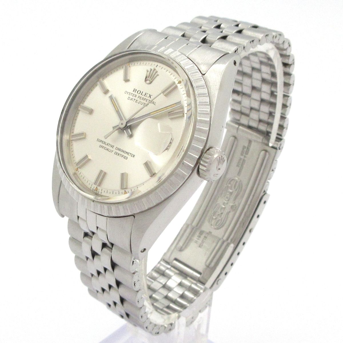 Rolex Watch Datejust SS 22 Frames Engine Turned Bezel Plastic Windshield — view 2
