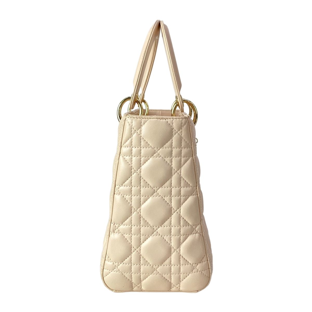 Dior Handbag Lady Midi Light Pink Gold Lambskin — view 2