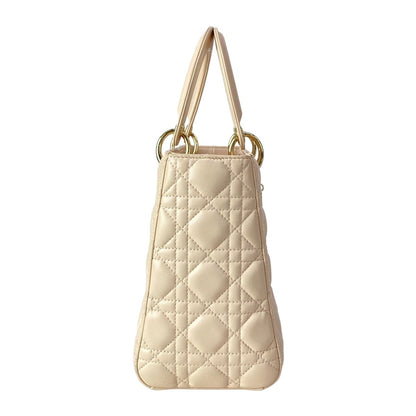 Dior Handbag Lady Midi Light Pink Gold Lambskin — view 2