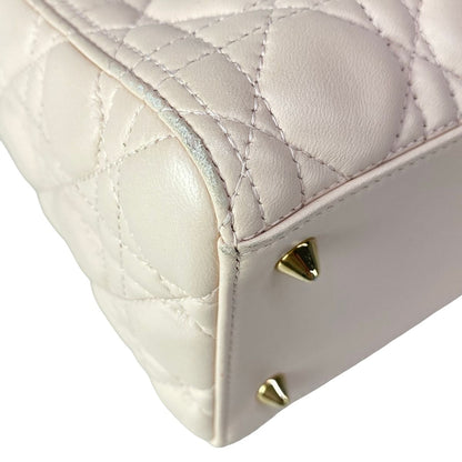 Dior Handbag Lady Midi Light Pink Gold Lambskin — view 6