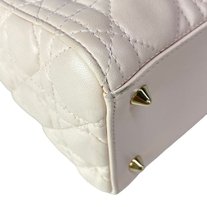 Dior Handbag Lady Midi Light Pink Gold Lambskin — view 8