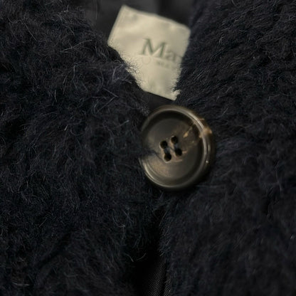 Max Mara Coat 42 M Teddy Bear Dark Navy Long Sleeve Wool Alpaca Silk — view 9