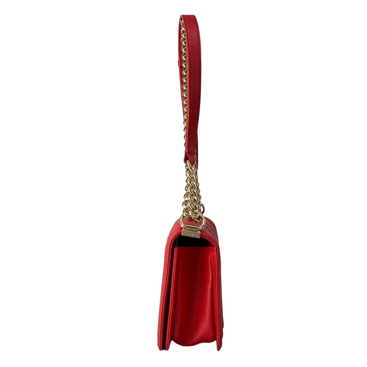 Chanel Shoulder Bag Stitch Red Chain Gold — view 4