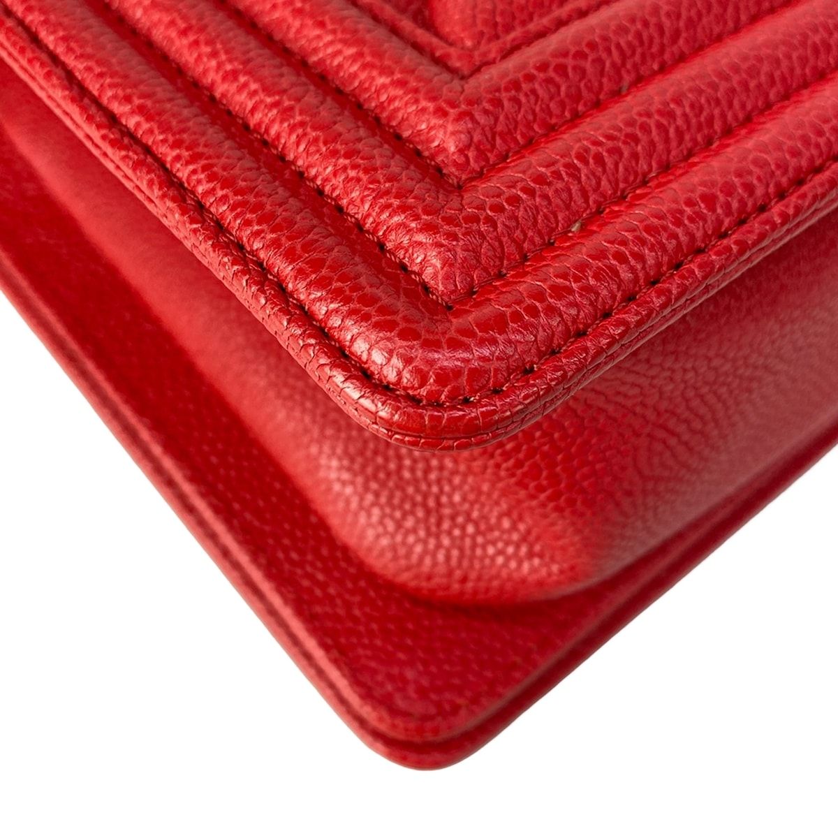 Chanel Shoulder Bag Stitch Red Chain Gold — view 8