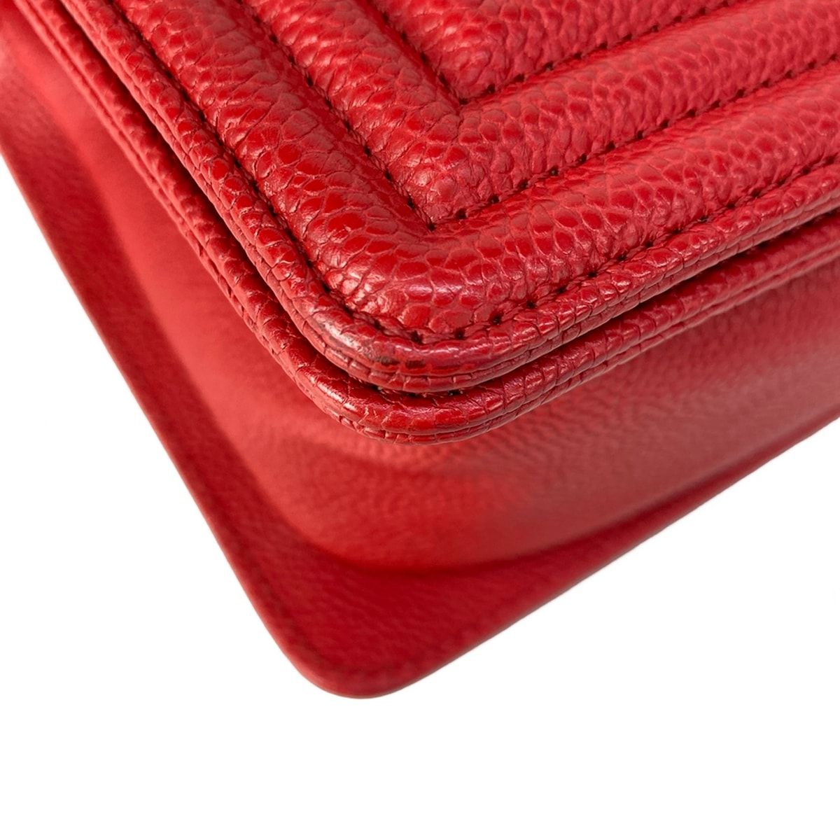 Chanel Shoulder Bag Stitch Red Chain Gold — view 6