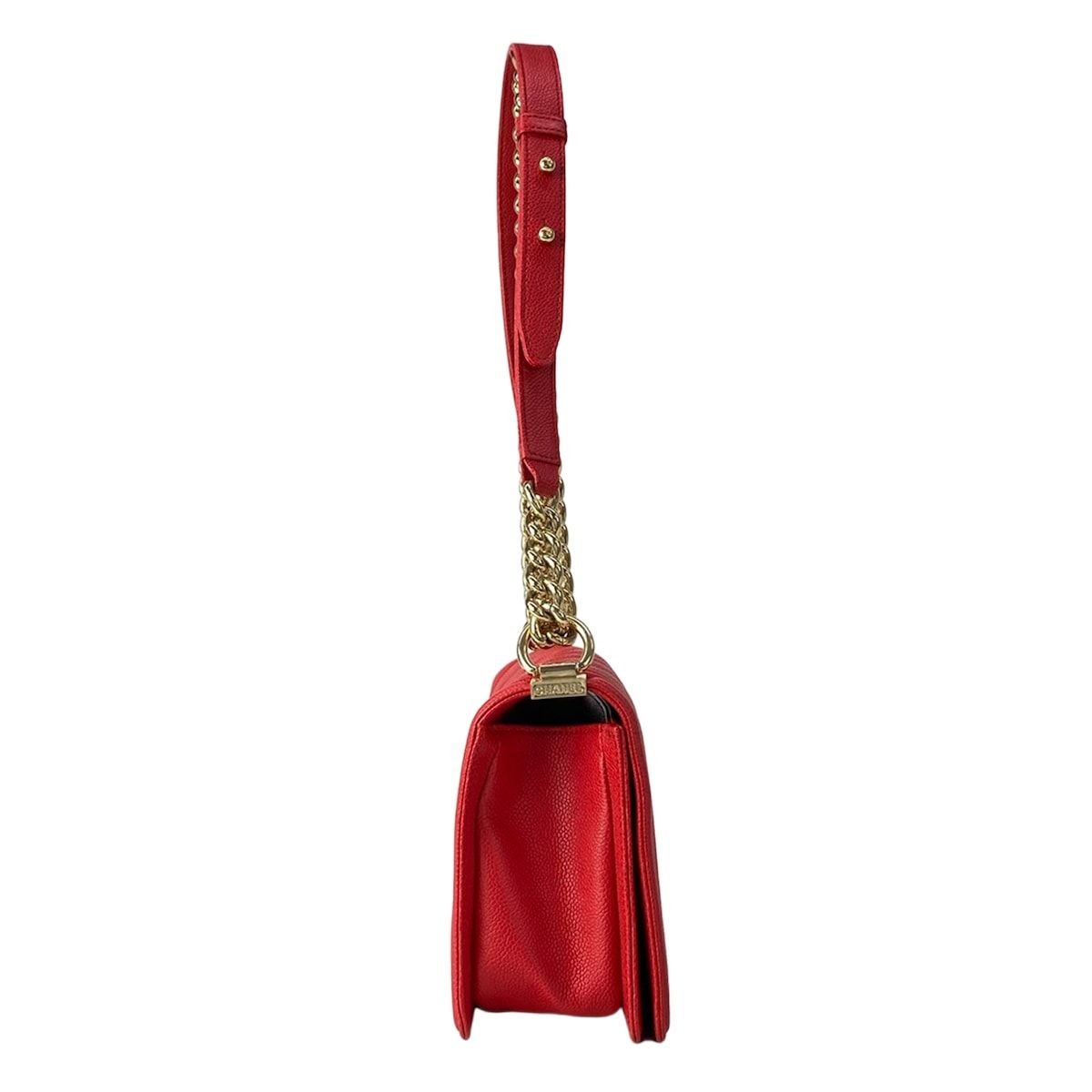 Chanel Shoulder Bag Stitch Red Chain Gold — view 2