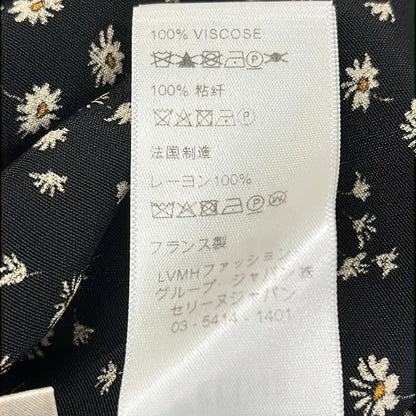 Celine Dress 42 L Black Beige Orange 3/4 Sleeve Long Floral Pattern — view 4