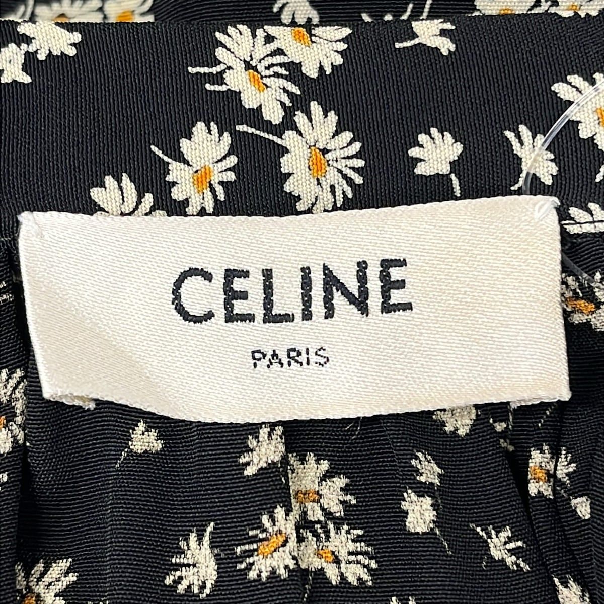 Celine Dress 42 L Black Beige Orange 3/4 Sleeve Long Floral Pattern — view 3