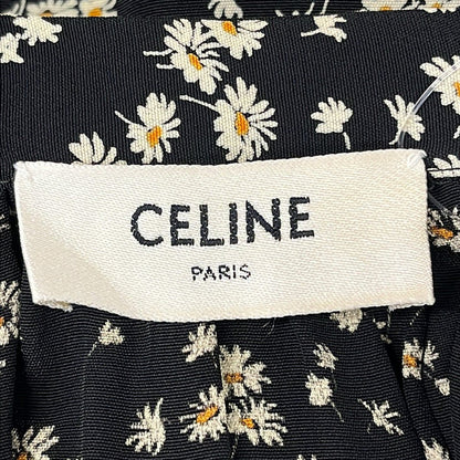 Celine Dress 42 L Black Beige Orange 3/4 Sleeve Long Floral Pattern — view 3