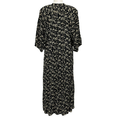 Celine Dress 42 L Black Beige Orange 3/4 Sleeve Long Floral Pattern — view 2