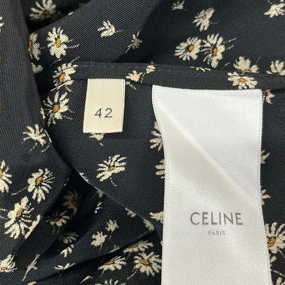 Celine Dress 42 L Black Beige Orange 3/4 Sleeve Long Floral Pattern — view 5
