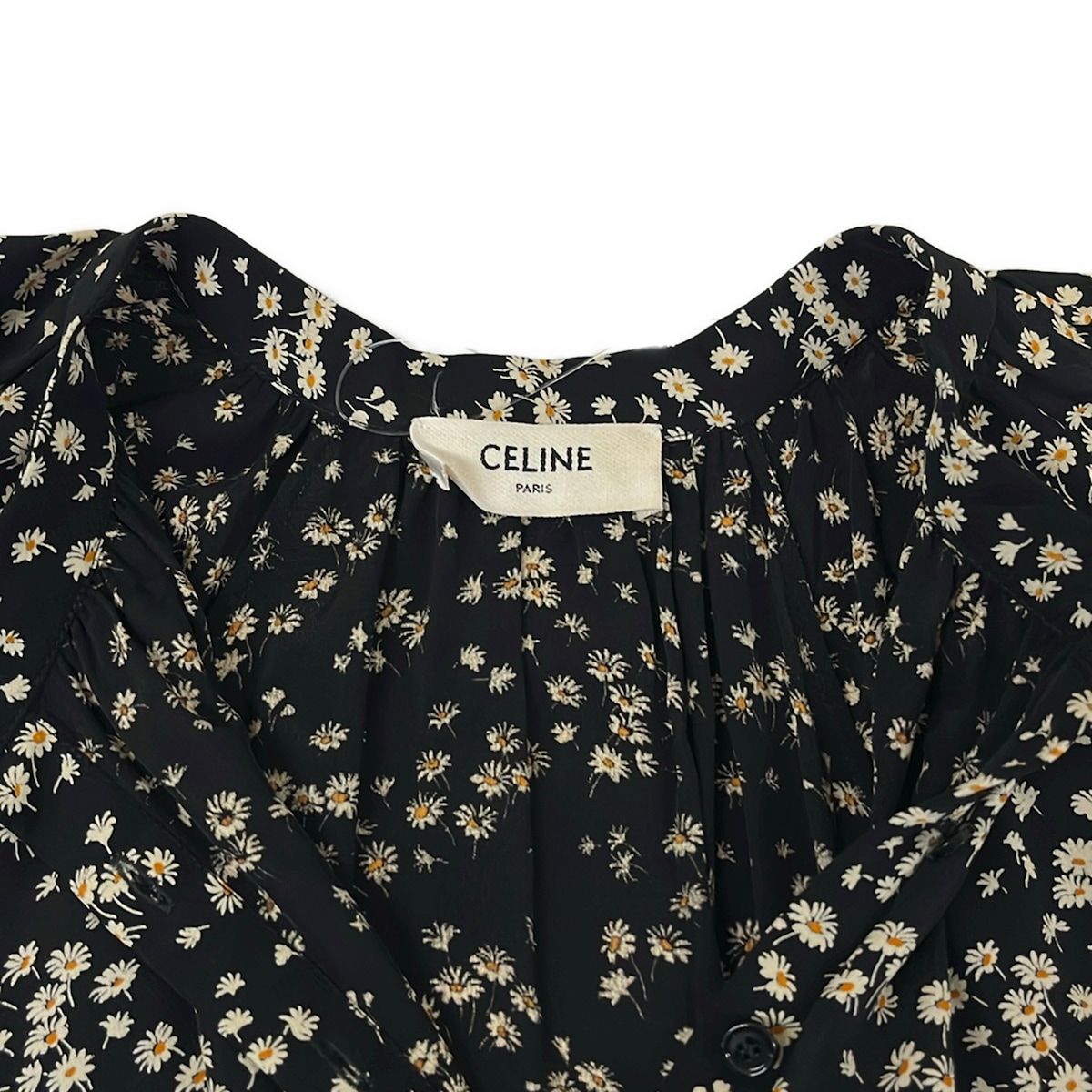 Celine Dress 42 L Black Beige Orange 3/4 Sleeve Long Floral Pattern — view 8
